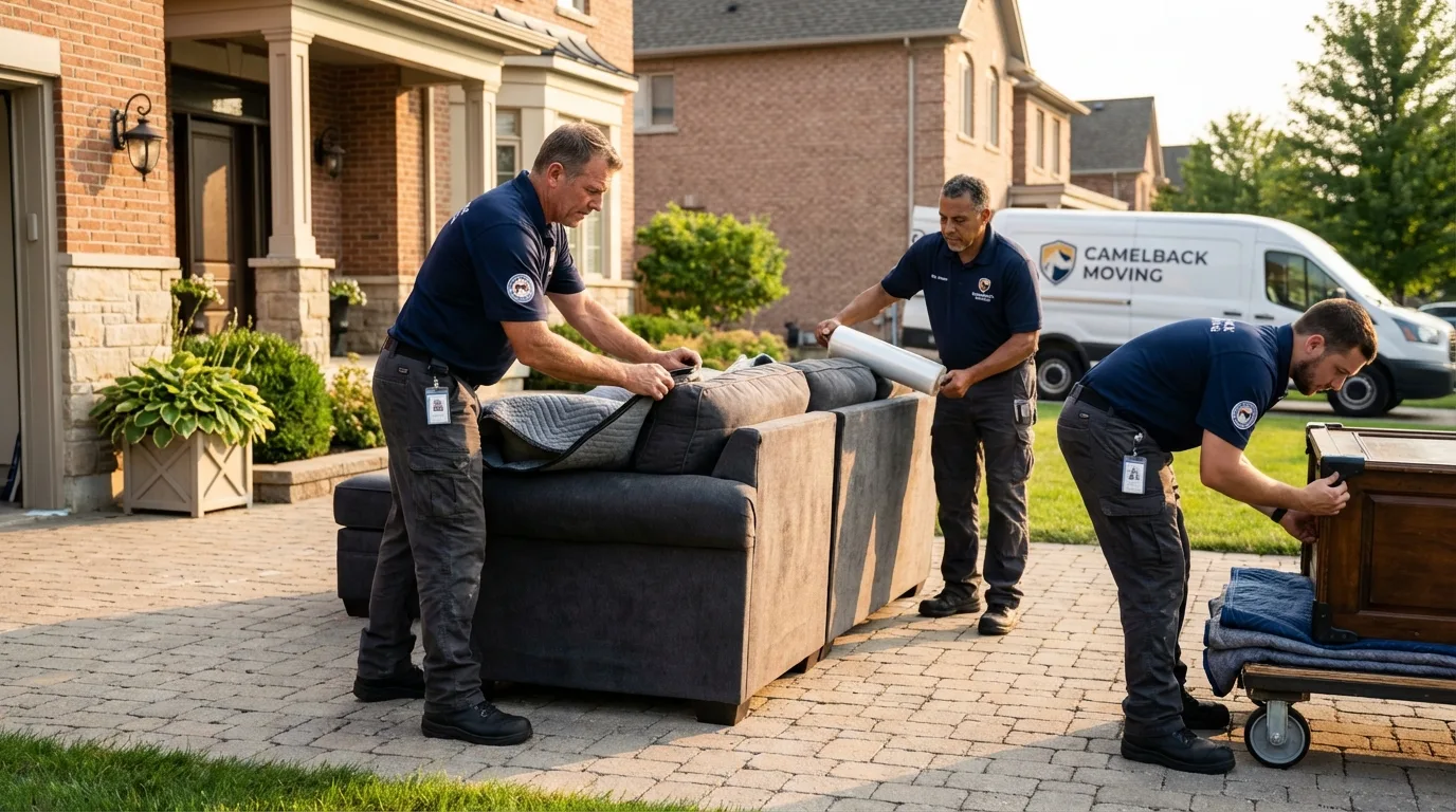 Large estate moving crew wrapping furniture in Clatskanie, OR