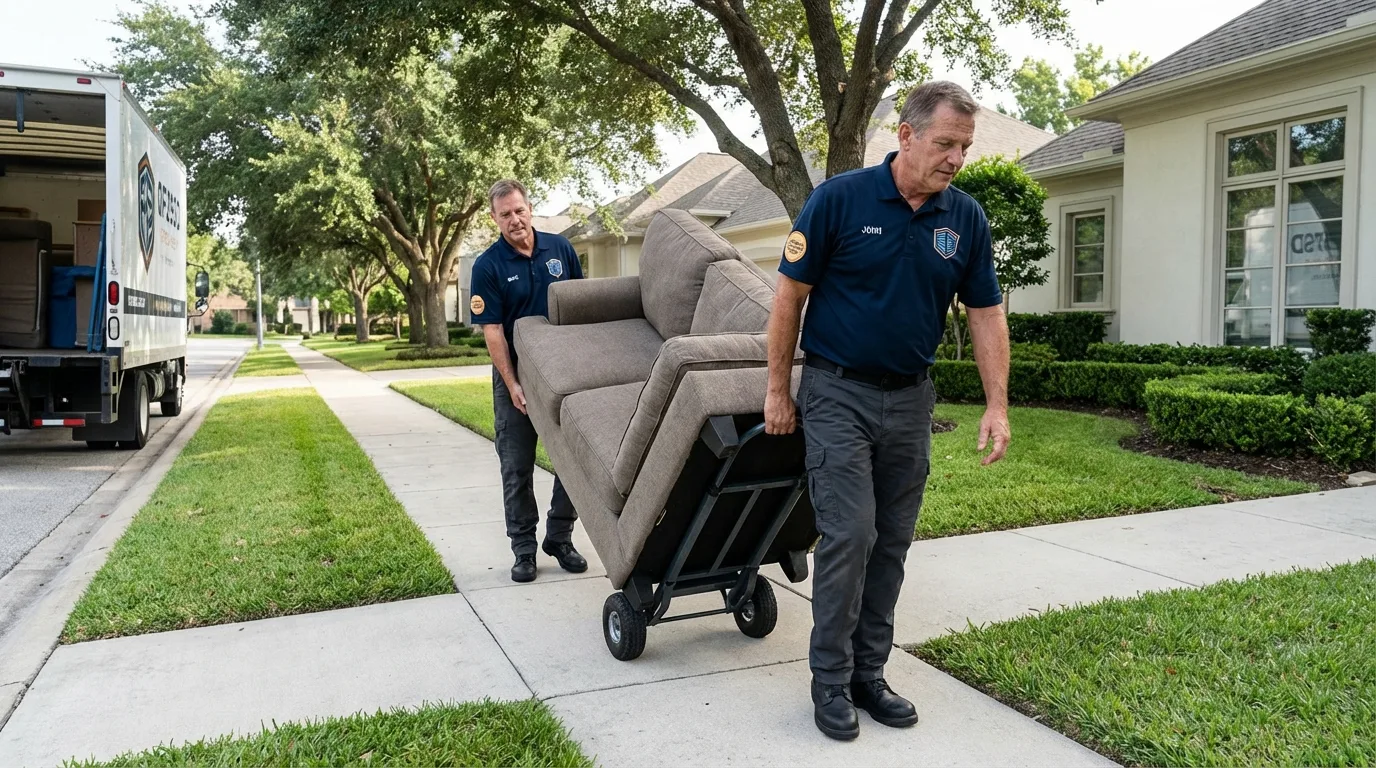 Local residential moving crew loading furniture in Clatskanie, OR